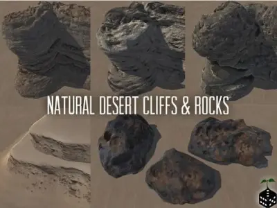 Natural Desert Cliffs - Modular Rocks Low-poly 3D model