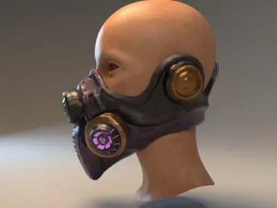 Futuristic Gas Mask Low-poly 3D model