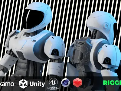 Sci-Fi Humanoid Robot - Vanguard Sentinel Unit Low-poly 3D model