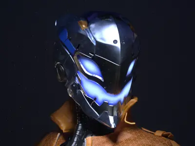 Robot Famele CyberPunk PBR  Unity Texture GameReady Low-poly 3D model