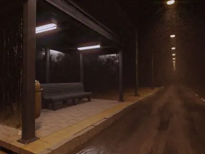 nigh street bus station 3D model