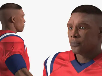  Black American Football Player in A-Pose Fur 
