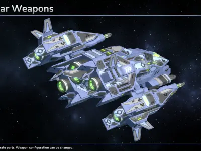 Spaceship Enkar Republic Cannonboat Sirtok Low-poly 3D model