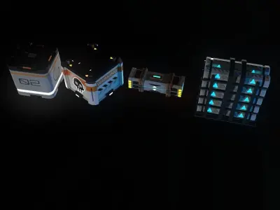 SCI-FI Box Pack  Low-poly 3D model