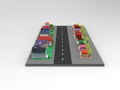 Cartoon City Lowpoly Low-poly 3D model