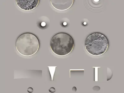 Lunar Texture  Geometric Wall Light Set 3D model