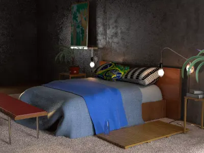 laos Bedroom Scene 3D model