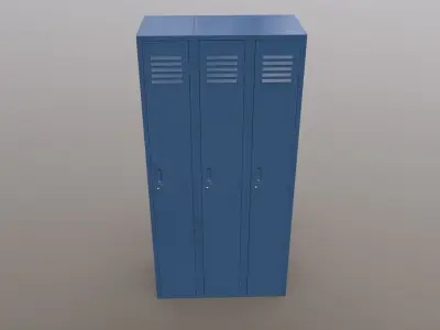 PBR School Gym Locker 03 - Blue Dark Low-poly 3D model