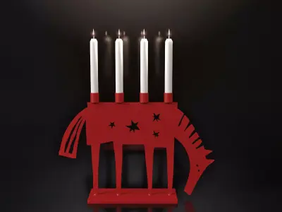Horse candle holder with four candles 3D model