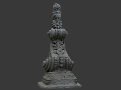 Ornate Architectural Stone Detail Scan Low-poly 3D model
