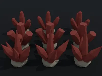 Cartoon fantasy crystals Polygonal Style Low-poly 3D model