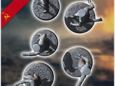 Set of 5 WW2 Soviet officers with Nagant M1895 revolvers 10 - So 3D print model