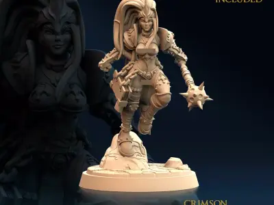 Armored Warrior Crimson Morning Star E Nude 3D print model