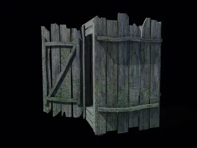 Wooden Toilet Low-poly 3D model