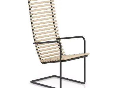Wooden Chair with Metal Frame 3D model