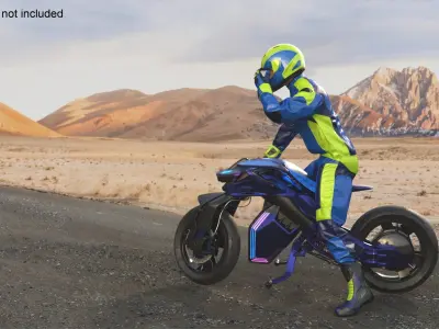  Racer on Futuristic Motorcycle 