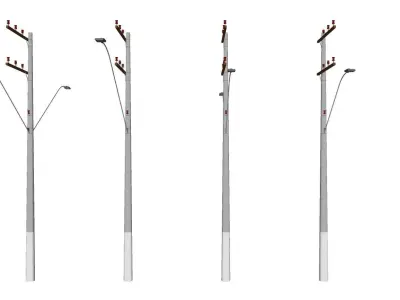 Concrete Lamp Post - Light Pole - Street Light - Group 12 3D model