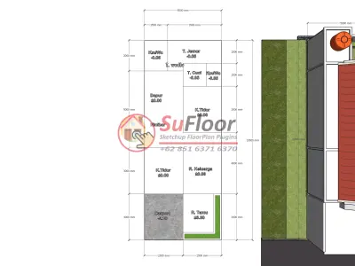 House 5x13m code 584 - Sketchup 3D model 3D model 3D model
