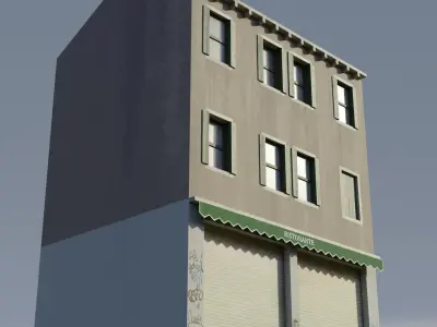 Apartment Building Restaurant - Low-poly PBR Low-poly 3D model