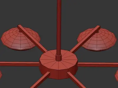 SPINNER modern chandelier in brass with six glass shades 3D model