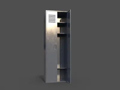 PBR School Gym Locker 09 - Grey Low-poly 3D model