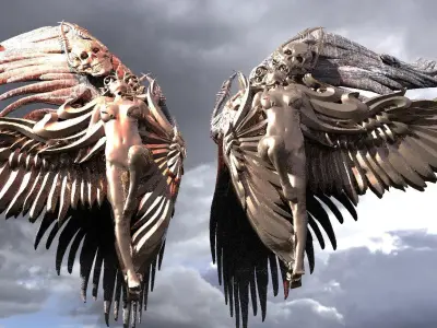 Angel Anatomy Sculptured Wings with sythe wings 1 3D model