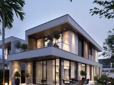 Modern Twin Villa - 1 3D model