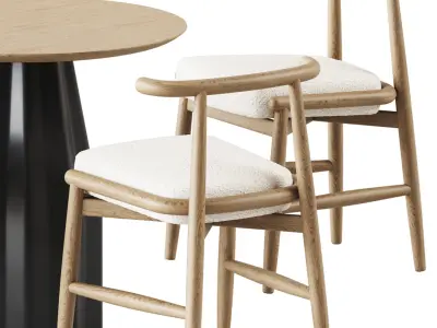 Burin Wooden Table D80 by Viccarbe and Chair Emilia by Meridiani 3D model
