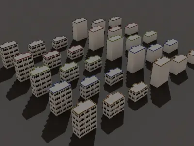 Cartoon Building Low Poly Building G 30 Variant Low-poly 3D model