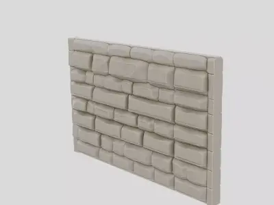 Fantasy Stone City Wall Segment for 3D print Low-poly 3D model