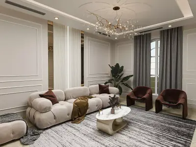 hall living room and small gym 3D model