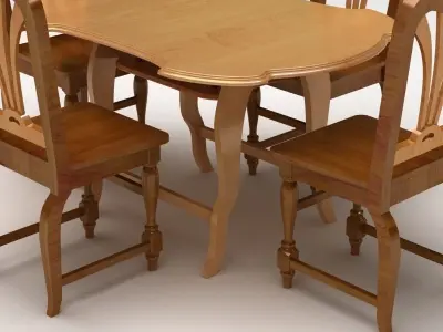 Chair and Table Set 3D model