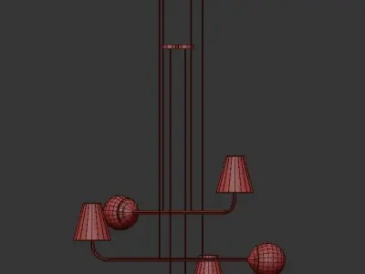 MONIKA modern brass chandelier with four glass shades 3D model