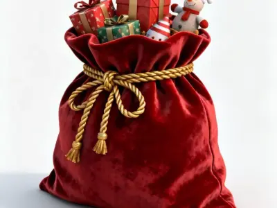 Santa Overflowing Gift Sack 3D Model Low-poly 3D model