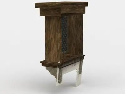 Dormer wooden cabinet with glass doors Low-poly 3D model