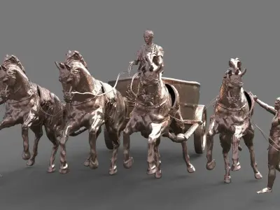 Chariot horse Delphi Sculpture 3D model