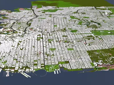 San Francisco city of USA Low-poly 3D model