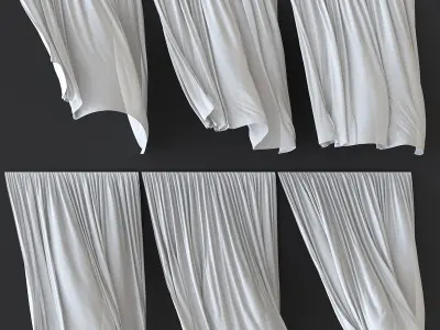 Wind Curtain Draped Fabric Archviz 3D Model 3D model
