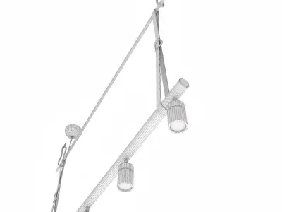 Chandelier made of metal pipes and leather strap Low-poly 3D model