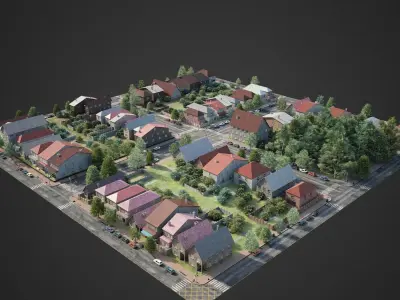 Realistic City District R1-R30 3D model