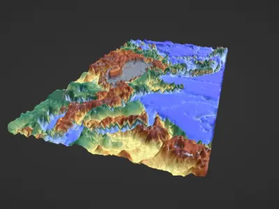 Asia Map Topography Low-poly 3D model