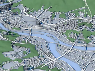 Iwakuni Cityscape Japan Kintai Bridge Samurai Castle Town  3D model