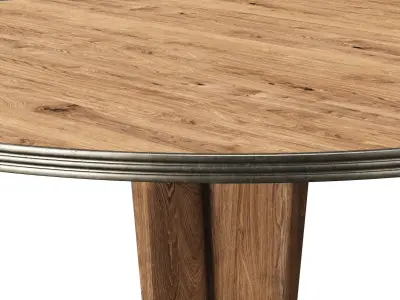 Blick round wooden dining table  Low-poly 3D model