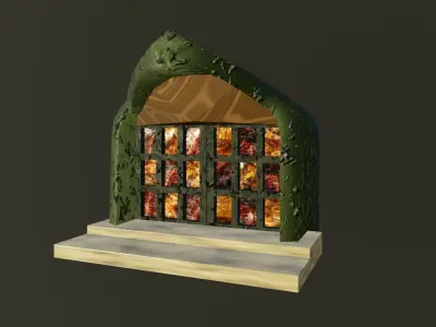 Blender Window Door European Art Nouveau Vintage Low-poly 3D model