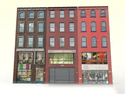 building brick with two windows 3D model