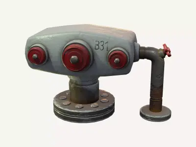 Industrial Hydrant Low-poly 3D model