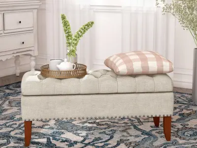 Mortensen Storage Bench Long Chair - 3 Colour 3D model