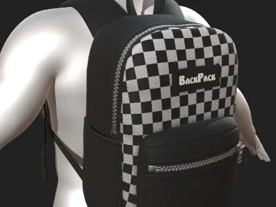 Backpack bag baggage Color 3d pockets  Low-poly 3D model