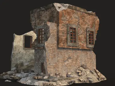 DESTROYED BUILDING 04 Low-poly 3D model