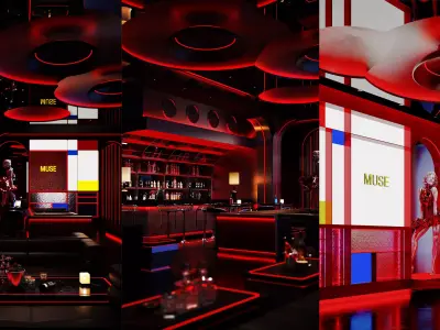 Modern metal style bar-cr 3D model